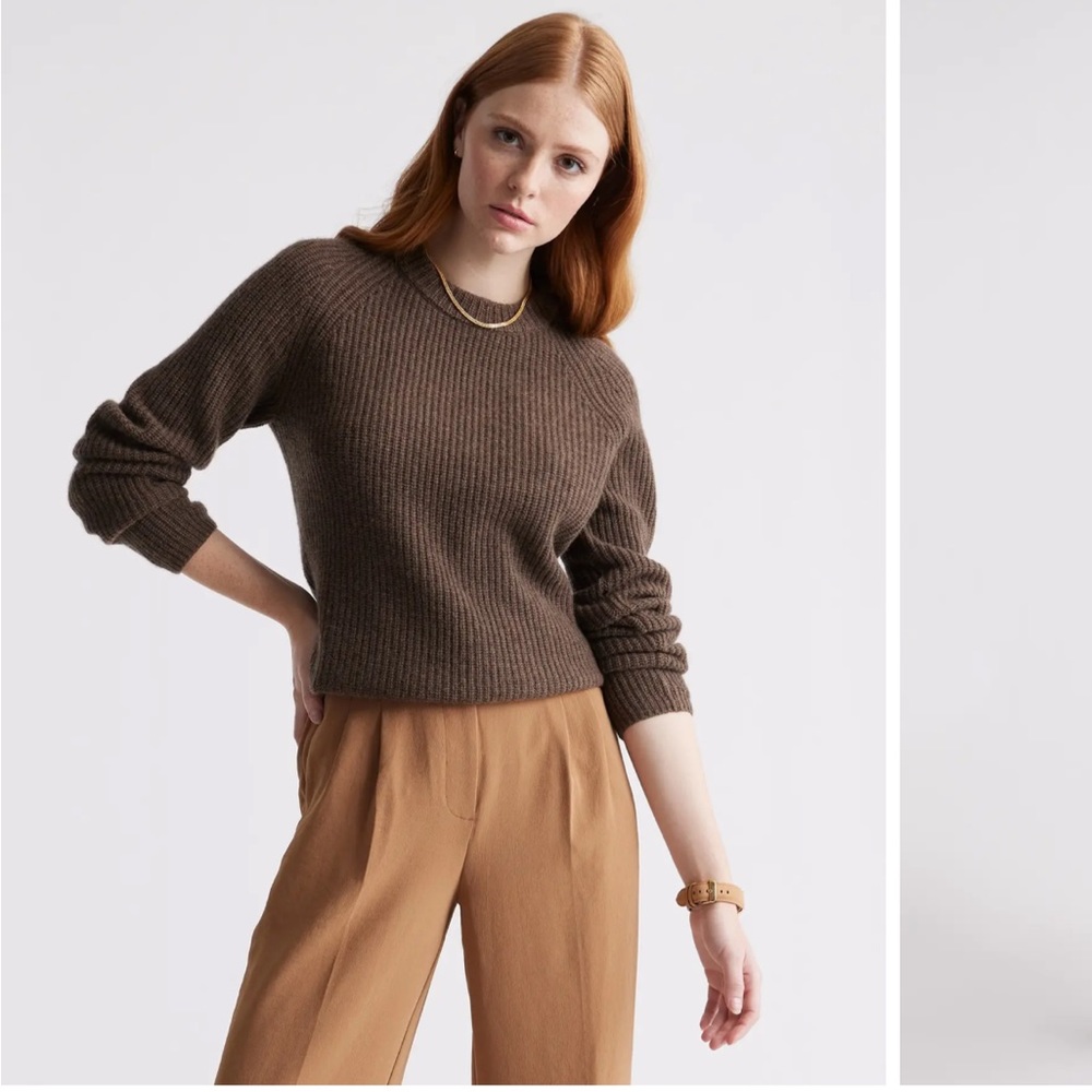 Mongolian Cashmere Fisherman Crewneck Sweater by Quince